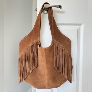 Suede Tan Fringe Tote